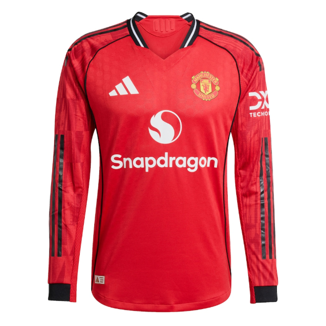 2025-26 Manchester United Home Long Sleeve Soccer Jersey Player Version